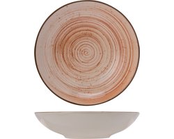 ​Cosy & Trendy Diep Bord Sintra Terracotta Ø 21 cm - Aardewerken Diep Bord met Oranje Spiraalpatroon - Ideaal voor Pasta, Risotto en Soepen - Vaatwasser- en Magnetronbestendig​