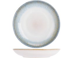 Cosy & Trendy Diepe Borden Listra Ocean Blauw/Wit - 4 Stuks ø 21 cm - Aardewerk - Vaatwasser-, Magnetron- & Ovenbestendig
