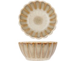Cosy & Trendy Dipschaaltjes Astera Pearl Beige ø 7.5 cm – Set van 4 – Bloemvormig Aardewerk, Vaatwasser- & Ovenbestendig