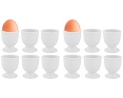 Cosy & Trendy Eierdopje - 12x stuks - porselein - wit - 5 x 6 cm - ontbijt - Pasen - gekookte eitjes houder