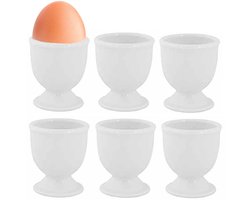 Cosy & Trendy Eierdopje - set van 6x stuks - porselein - wit - 5 x 6 cm - ontbijt - Pasen - gekookte eitjes houder