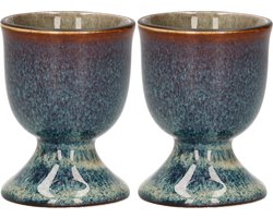 Cosy & Trendy Eierdopje van porselein - 2x stuks - bruin - 5 cm - Houders voor gekookte eieren - Ontbijt en lunch - Pasen tafeldecoratie