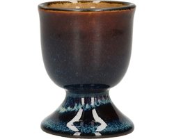 Cosy & Trendy Eierdopje van porselein - bruin/blauw - 5 cm - Houders voor gekookte eieren - Ontbijt en lunch - Pasen tafeldecoratie