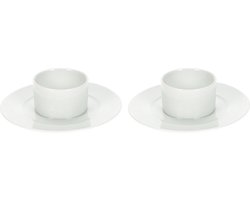 Cosy & Trendy Eierdopjes - 8x - porselein - wit - 11 cm - ontbijt - lunch - Pasen