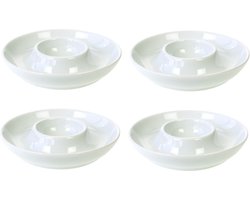 Cosy & Trendy Eierdopjes - 8x st - wit - 8 cm - porselein - houders voor gekookte eieren - Ontbijt en lunch Pasen tafeldecoratie