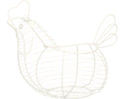 Cosy & Trendy Eiermand - kip vorm - wit - metaal - 15 x 32 x 25 cm - draadmand/eierhouder