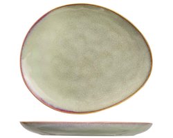 Cosy & Trendy Gebaksbordjes Trentino Groen/Roze 4 Stuks 15 x 11.5 cm Aardewerk - Vaatwasser- & Magnetronbestendig