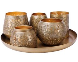 Cosy & Trendy Giftset Kaarshouders - Set van 6 stuks - Ø30xH10cm - Brons/Goud