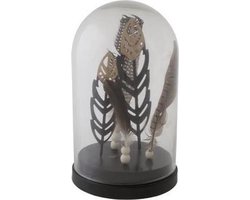 COSY TRENDY GLAZEN STOLP PLUIMEN D16XH26CM