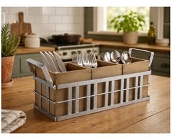 Cosy & Trendy Horeca bestekbak/bestekhouder - 32 x 10 x 24 cm - 3 vakken - opberg accessoires - BBQ/Feestje