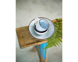 Cosy & Trendy Koffiemokken Tessa Blue 6-delig 200 ml Aardewerk – Met Bruine Rand – Vaatwasser- & Magnetronbestendig