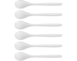 Cosy & Trendy Koffie/theelepeltje - 18x stuks - kunststof - wit - 13 cm