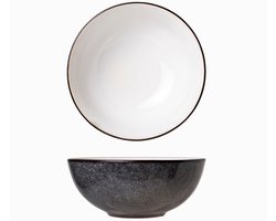 Cosy & Trendy Kom Ciel Wit/Zwart 4 Stuks Ø 17 cm Aardewerk - Vaatwasserbestendig