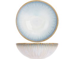 Cosy & Trendy Kom Listra Ocean Blauw/Wit 4 Stuks ø 16 cm - Aardewerk - Vaatwasserbestendig