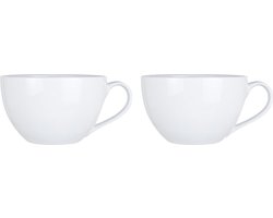 Cosy & Trendy Kommetjes - 2x - soepkommen - dessert/ontbijt - Porselein - D12 x 8 cm - wit - stapelbaar - met oor