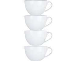 Cosy & Trendy Kommetjes - 4x - soepkommen - dessert/ontbijt - Porselein - D12 x 8 cm - wit - stapelbaar - met oor