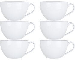 Cosy & Trendy Kommetjes - 6x - soepkommen - dessert/ontbijt - Porselein - D12 x 8 cm - wit - stapelbaar - met oor