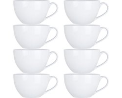 Cosy & Trendy Kommetjes - 8x - soepkommen - dessert/ontbijt - Porselein - D12 x 8 cm - wit - stapelbaar - met oor