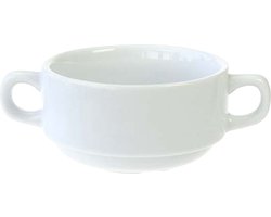 Cosy & Trendy Kommetje/soepkom voor dessert/ontbijt - Porselein - D10 x 5.5 cm - wit - met oortjes - stapelbaar