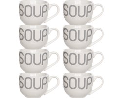 Cosy & Trendy Kommetjes/soepkommen voor dessert/ontbijt - 8x - Keramiek - D11 x 8 cm - wit - met oor