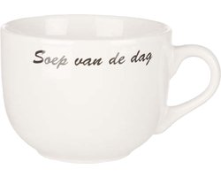 Cosy & Trendy Kommetjes/soepkommen voor dessert/ontbijt - Keramiek - D10 x 8 cm - wit - stapelbaar - met oor
