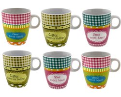 Cosy & Trendy Mokken Set van 6 – 200 ml – Home Sweet Home! & Time for Coffee!