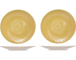 Cosy & Trendy ontbijt/dessert bordje Turbolino - 6x stuks - geel - 22 cm - Ontbijtborden - Dessertborden - keramiek