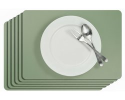 Cosy & Trendy Placemats Leather Look Basil Lichtgroen 6 Stuks – Polyurethaan – Beschermt Je Tafel Tegen Vlekken & Krassen