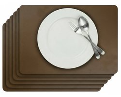 Cosy & Trendy Placemats Lederlook Lead Gray 43 x 30 cm – Set van 6 – PU – Beschermt Je Tafel Tegen Vlekken & Krassen
