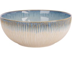 Cosy & Trendy Saladeschaal Listra Ocean - Serveerschaal - Salad Bowl - Aardewerk - Blauw/Wit, Vaatwasserbestendig, 24 cm