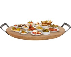 Cosy & Trendy Serveerplank - acacia hout - rond - handvaten - D30 - borrelplank/kaasplank - tapas plank