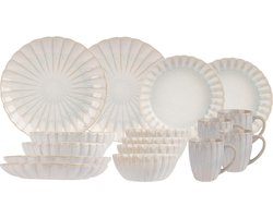 Cosy & Trendy Serviesset Astera Pure 16-delig / 4 personen - 4 dinerborden, 4 diepe borden, 4 kommen en 4 mokken