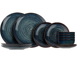 Cosy & Trendy Serviesset Atlantis Circle 12-Delig / 4 Personen - 4 dinerborden, 4 ontbijtborden en 4 kommen