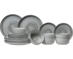 Cosy & Trendy Serviesset Baltic Grey Grijs 18-delig – Servies Set 6 Personen – Modern Design Aardewerk – Vaatwasser- & Magnetronbestendig