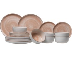 Cosy & Trendy Serviesset Baltic Peach - 18-delig / 6 personen – Perzikkleurig aardewerk met uniek patroon