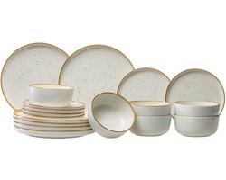 Cosy & Trendy Serviesset Baltic Vanilla Crème 18-delig – Servies Set 6 Personen – Modern Design Aardewerk – Vaatwasser- & Magnetronbestendig