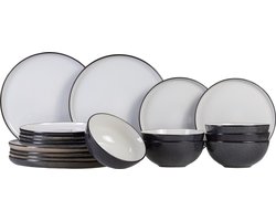 Cosy & Trendy Serviesset Ciel - Wit - 18-delig / 6 personen - 6 dinerborden, 6 ontbijtborden en 6 kommen