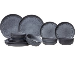 Cosy & Trendy Serviesset Kentucky Grey 12-delig / 4 personen - 4 dinerborden, 4 ontbijtborden en 4 kommen
