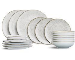 Cosy & Trendy Serviesset Murano Beige 18-delig – Servies Set 6 Personen – Modern Design Aardewerk – Vaatwasser- & Magnetronbestendig