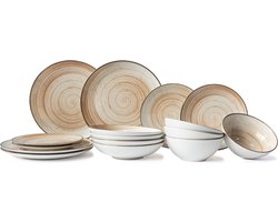 Cosy & Trendy Serviesset Sintra Terracotta 16-delig - Servies Set 4 Personen - Modern Design Aardewerk - Vaatwasser- & Magnetronbestendig