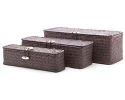 Cosy & Trendy Set3 Rieten Mandje Rechthoekig Bruin