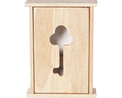 Cosy & Trendy Sleutelkastje - naturel - hout - 8 haakjes - 19 x 26 cm - Sleutels opbergen