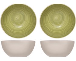 Cosy & Trendy soep serveer schaaltje - 2x - kommetjes Turbolino - groen - D14 cm - 500 ml