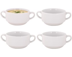 Cosy & Trendy Soepkommen Essential - 8x - wit - D11 x 6 cm - porselein - schaaltjes met oren - ontbijt/hapjes - stapelbaar