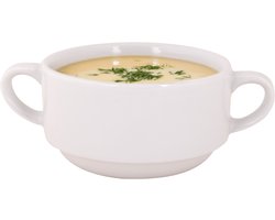 Cosy & Trendy Soepkommen Essential - wit - D11 x 6 cm - porselein - schaaltjes met oren - ontbijt/hapjes - stapelbaar