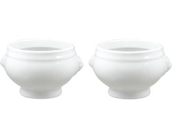 Cosy & Trendy Soepkommen leeuwenkop - Set van 6x stuks - porselein - 12 x 7 cm - Soeptassen/soepkommen