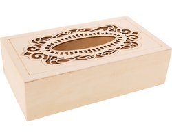 Cosy & Trendy Tissuedoos - naturel - sierlijk design - 26 x 14 cm - hout - rechthoekig - tissuebox