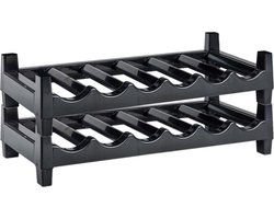 Cosy & Trendy Wijnflessenrek stapelbaar - 12x flessen - zwart - kunststof - wijnrekken