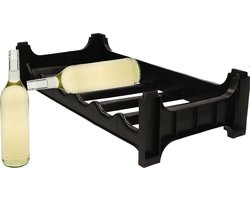 Cosy & Trendy Wijnflessenrek stapelbaar - 6x flessen - zwart - kunststof - wijnrekken