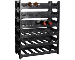 Cosy & Trendy Wijnrek Stapelbaar - Set Van 6, 36 Flessen - Modulair Wine Rack - Kunststof - Zwart - Ruimtebesparend, 60,5 x 28 x 14 cm